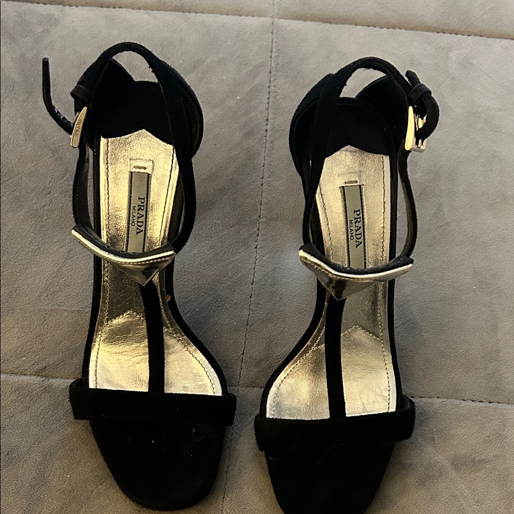 Prada Women's Black and Silver Heels